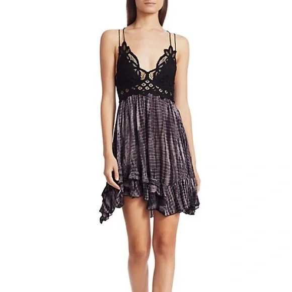 Free People Dresses Adella Black Tiedye Slip Dress Poshmark